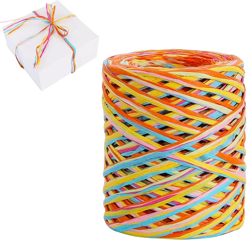 TONIFUL Raffia Paper Ribbon 262 Feet Rainbow 6 Mixed Colors Raffia Yarn - Twine for Gift Wrapping, DIY Crafts, Party Decorations, Floral Home Decor Easter, Christmas & Children's Party Supplies - Image 1
